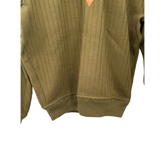 J.L. Powell The Sporting Life Sweater Green Leather Elbow Patches Size Medium - Picture 5 of 16